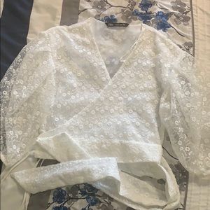 Zara White blouse puff sleeve - New
